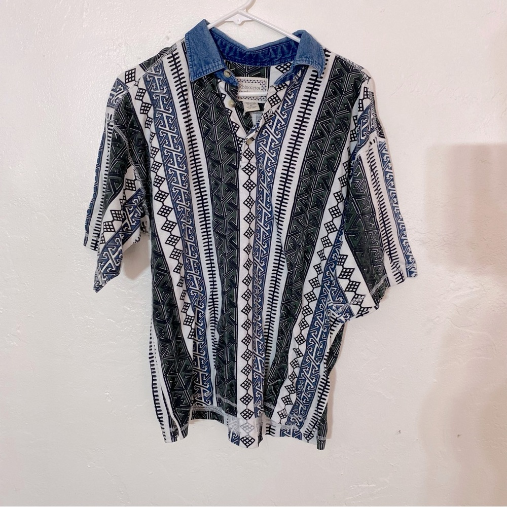 Deadstock Foley’s Vintage Denim Collared Printed Shirt XL Women’s or Unisex XL
